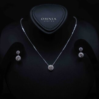Riya White Stacked Solitaire  Design Silver Necklace and Earrings Set in 925 Silver with High-Quality Premium Moissanite Stones