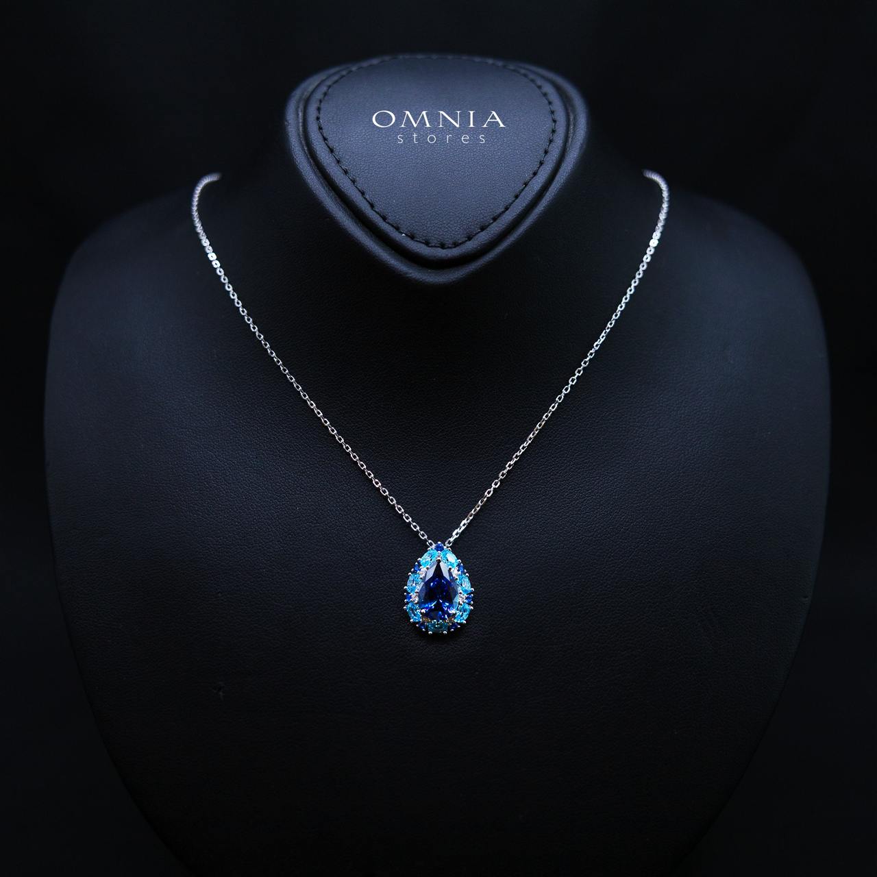 Sireesha Elegant Blue Cluster Pendant Necklace in 925 Sterling Silver with Premium Simulated Diamond - Image 2