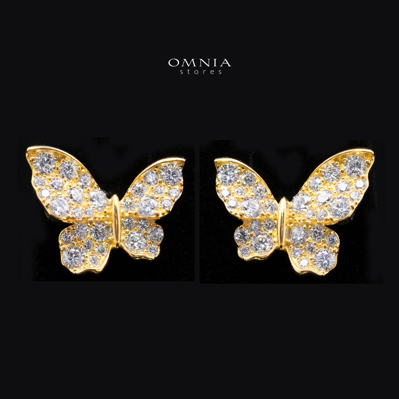 Kapri Gold Butterfly Motif Necklace and Earrings Set in 925 Sterling Silver with Premium Simulated Diamonds - Image 3
