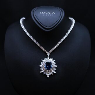 Thalia Blue Necklace in 925 Silver High Quality Simulated diamonds