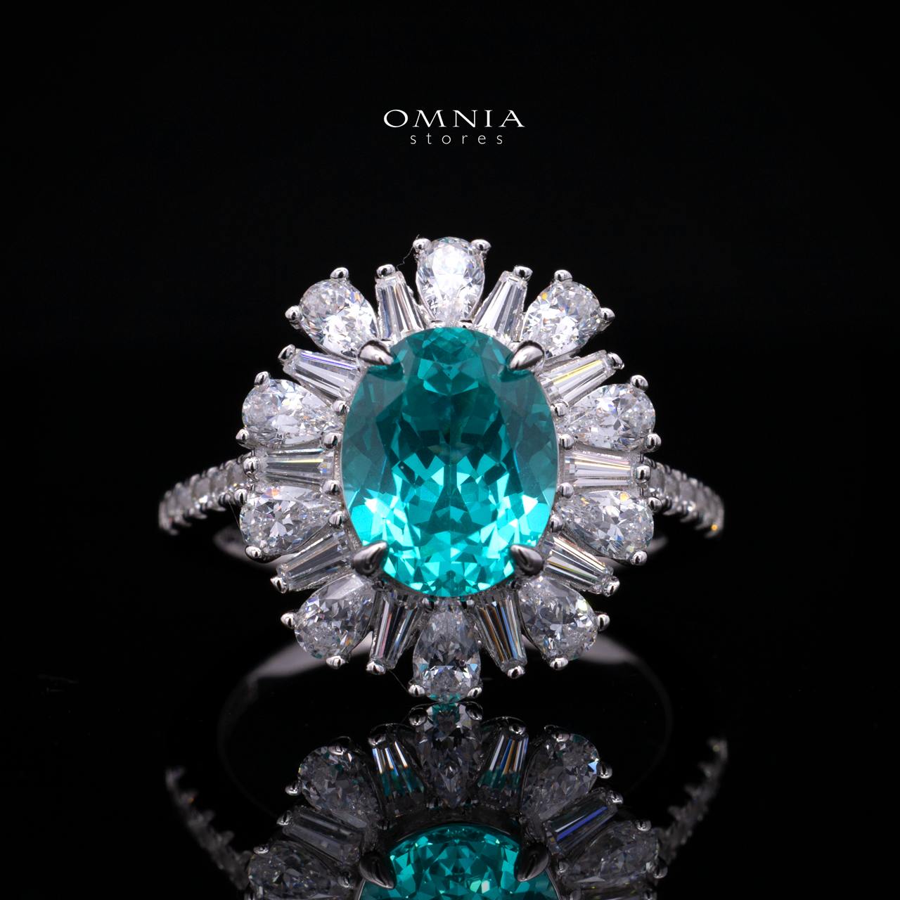 Kaitlynn Lab-Grown Paraiba Ring with GRC Certificate, Oval 7×9mm, in 925 Sterling Silver