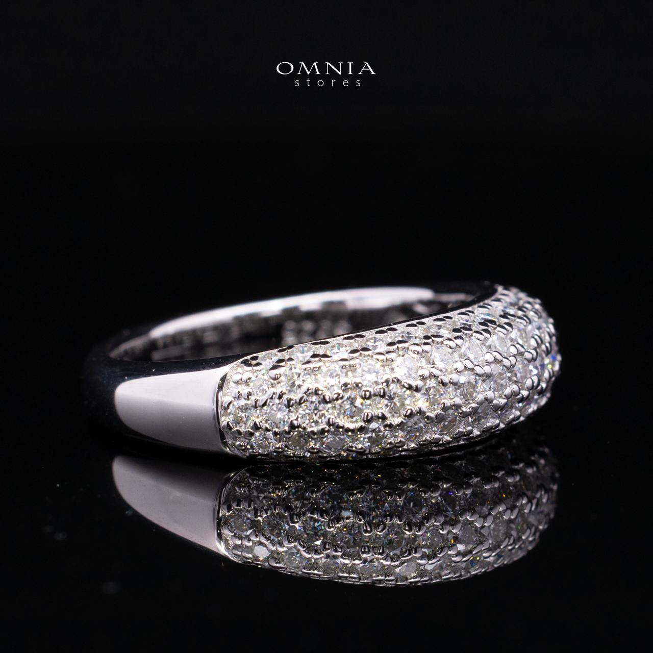 Emery White Moissanite Pavé Dome Band Ring – Rhodium-Plated 925 Sterling Silver - Image 3