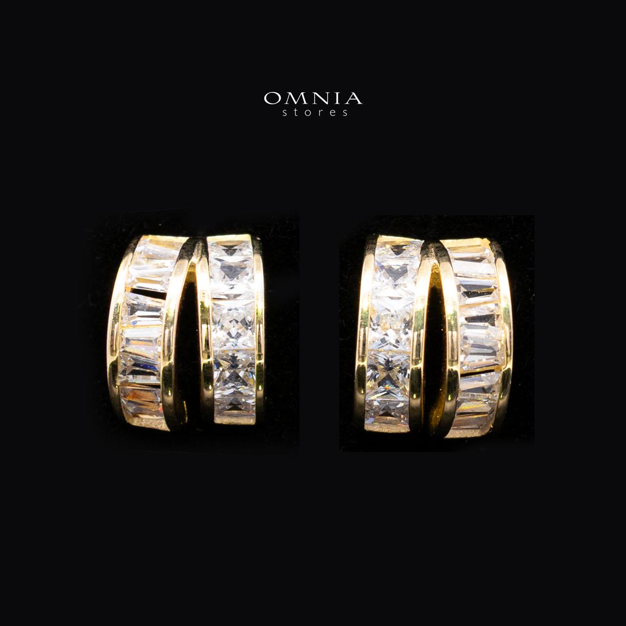 Zhalia Gold Hoop Necklace and Earrings Set in 925 Sterling Silver with Premium Simulated Diamonds - Image 3