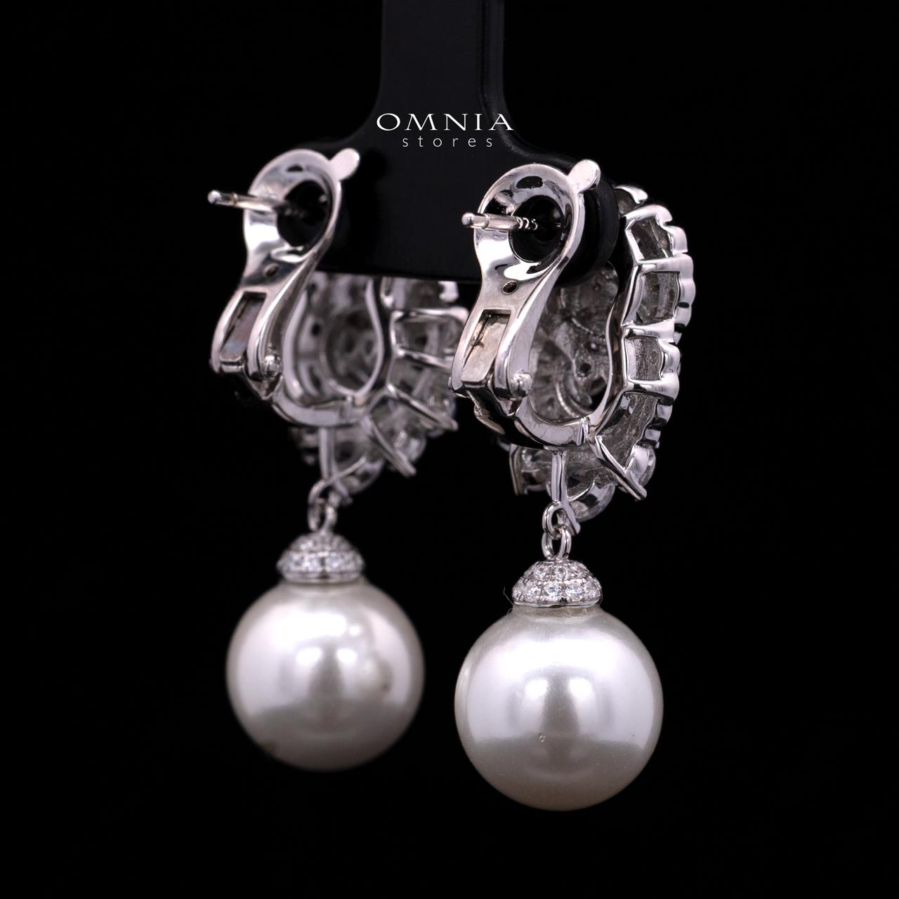Francesca Luxury Pearl Drop Earrings in 925 Sterling Silver with Premium Simulated Diamonds - Image 3