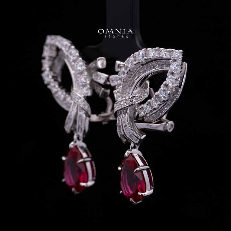 Mary Winged Red Drop Earrings: High-Quality Premium Simulated Diamond in 925 Silver - Image 2