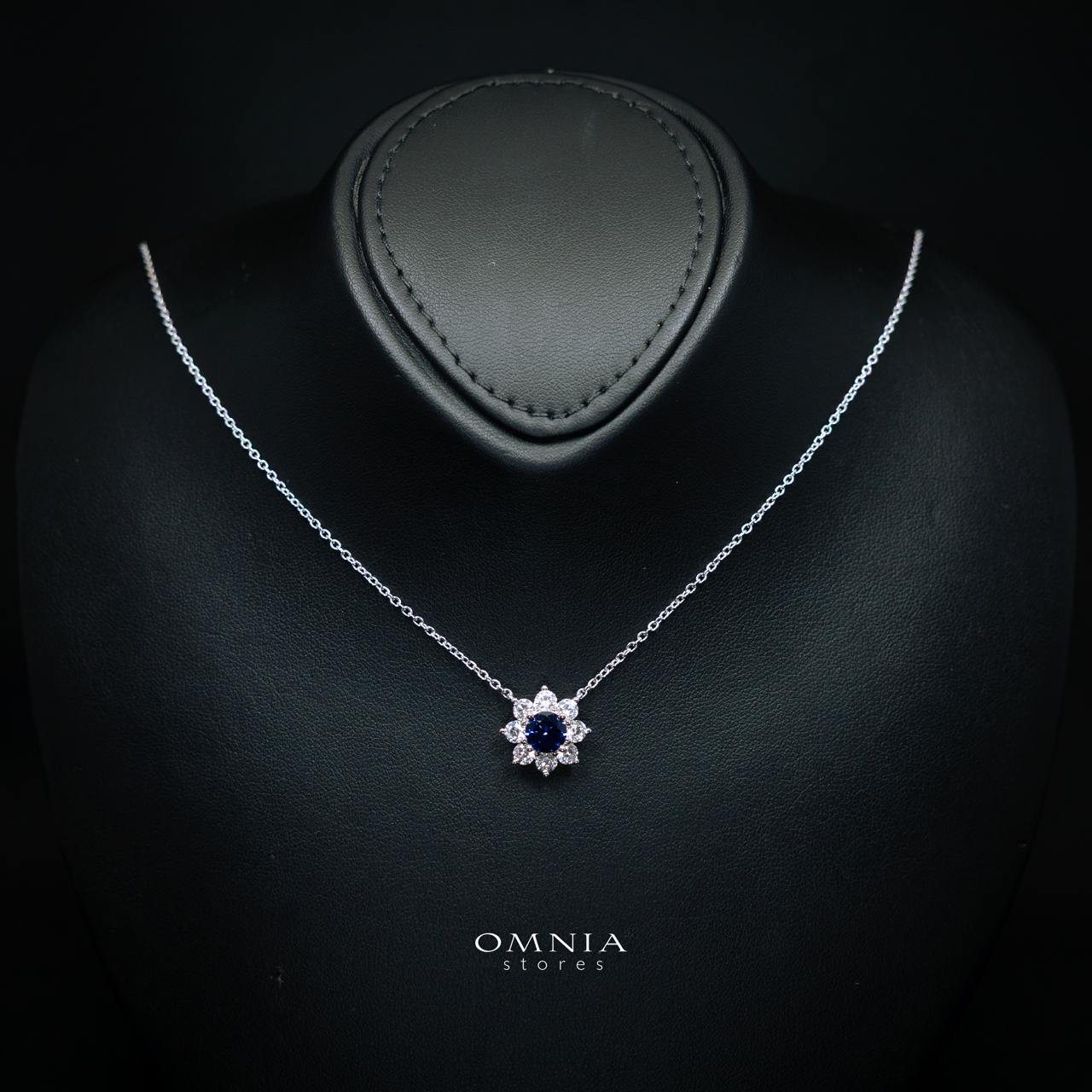 Henrietta Lab-Grown Blue Sapphire Pendant with GRC Certificate, Round 5mm in 925 Sterling Silver - Image 2