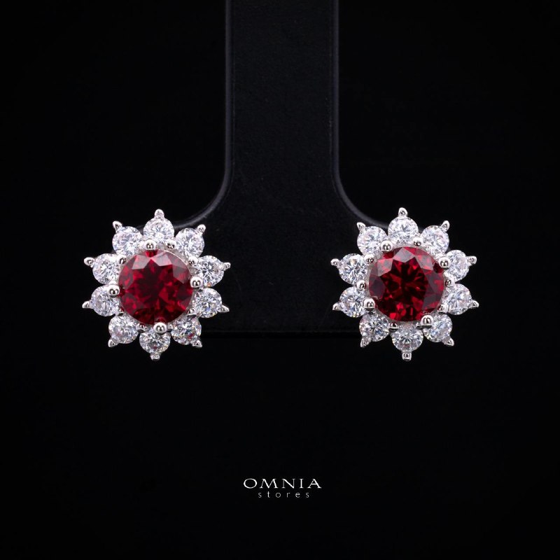 Henrietta Lab-Grown Red Ruby Earring with GRC Certificate, Round 5mm in 925 Sterling Silver
