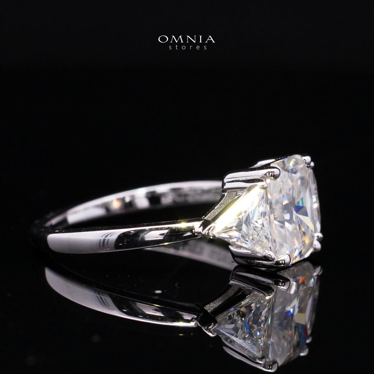 Latimah White Moissanite Ring with GRA Certificate Radiant 6x8mm (2ct) Simulated Diamond 925 Sterling Silver - Image 3