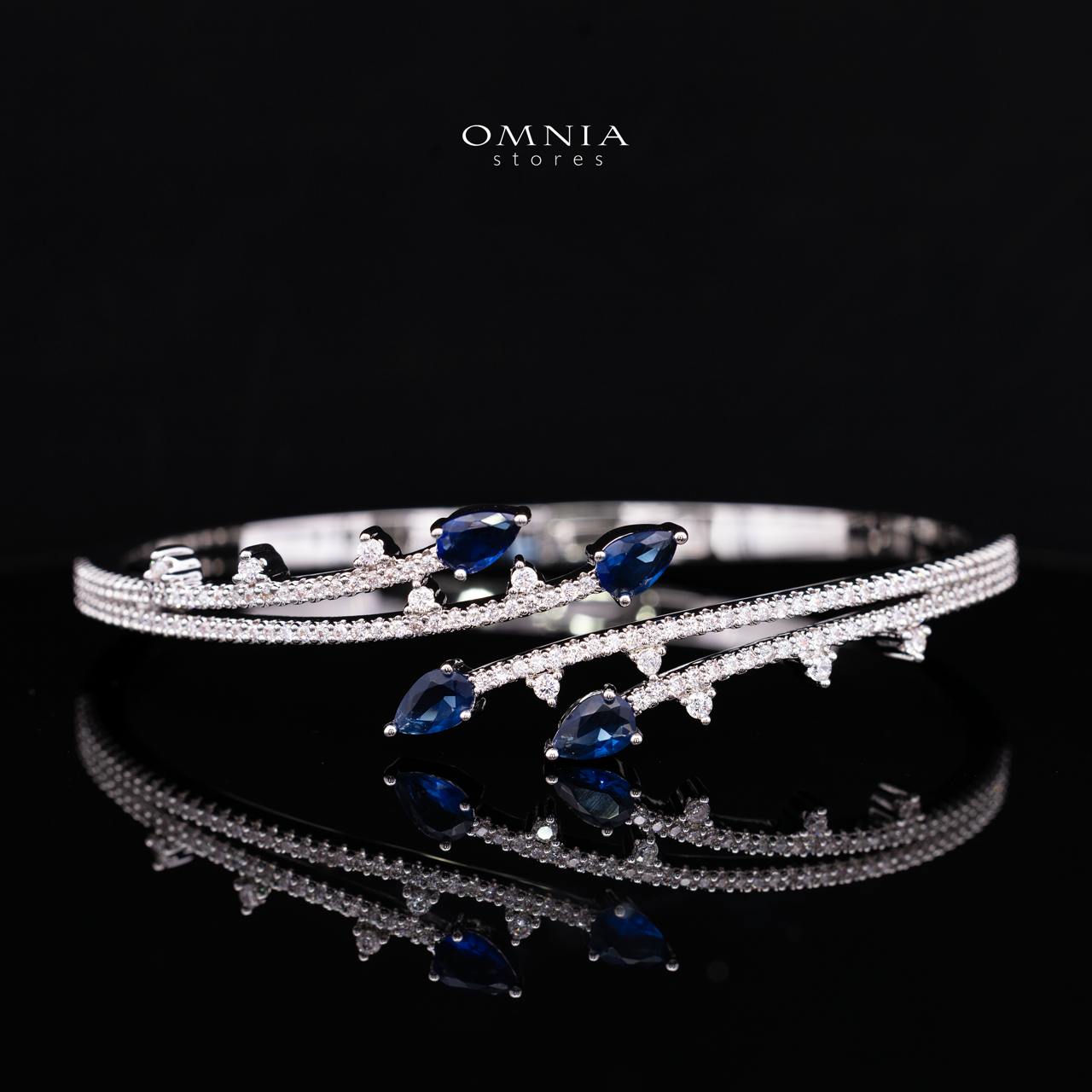Yuliana Luxury Blue Bridal Full Set with High-Quality Premium Zircon Stones, Rhodium-Plated - Image 5