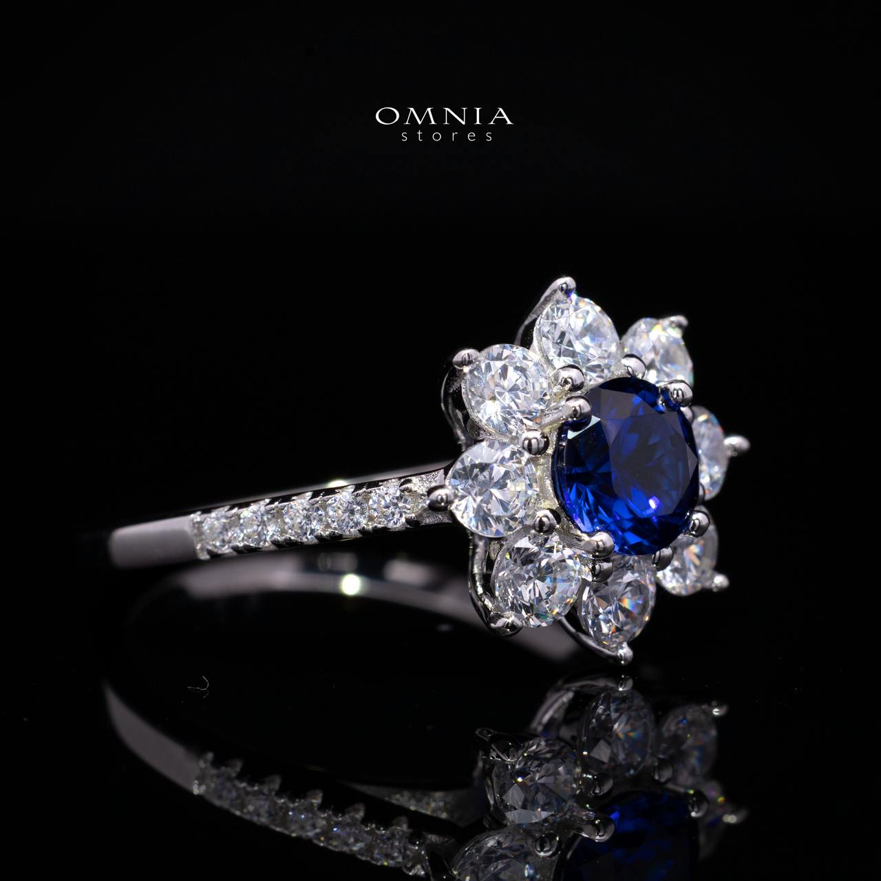Henrietta Lab-Grown Blue Sapphire Ring with GRC Certificate, Round 5mm in 925 Sterling Silver - Image 3