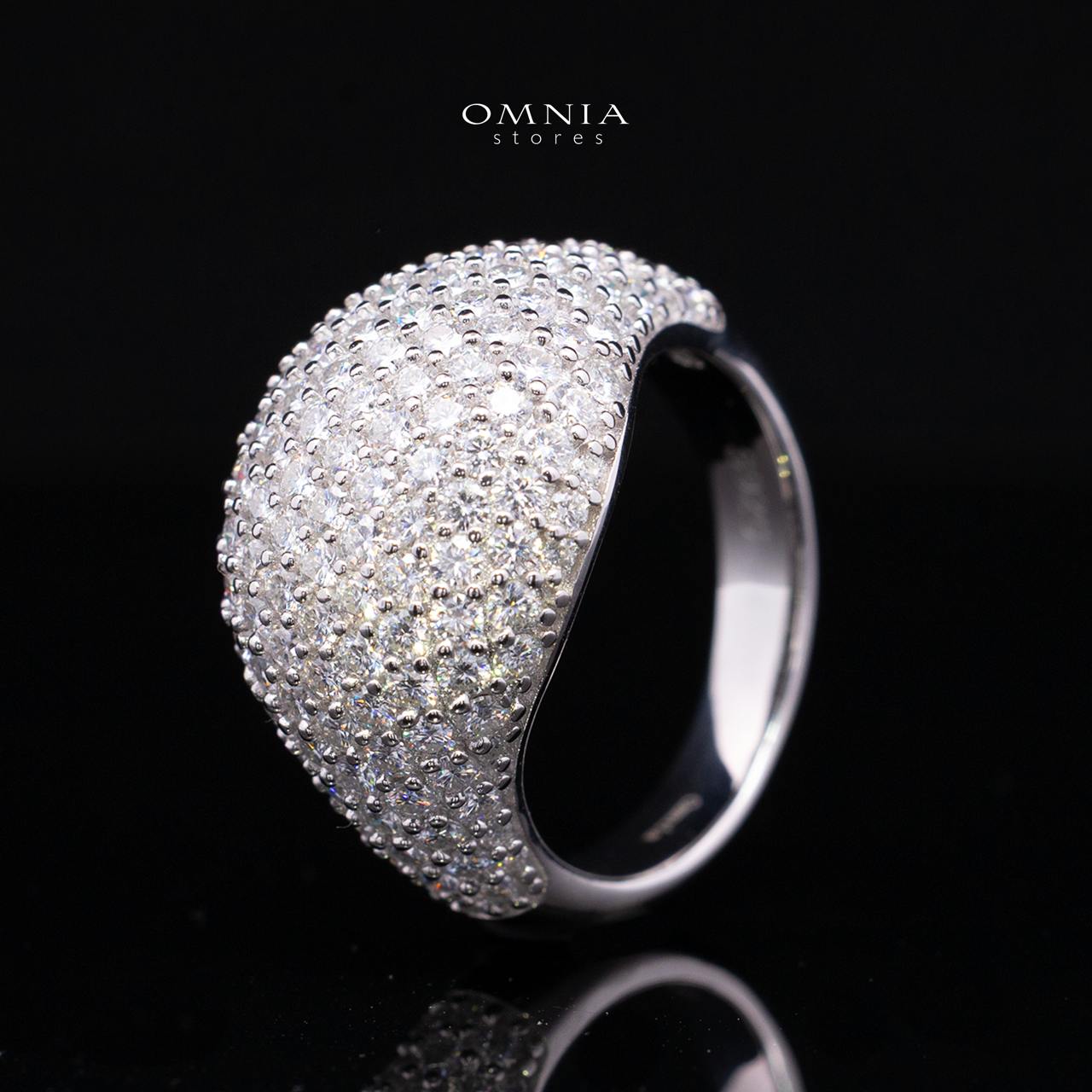 Galla White Moissanite Signature Cluster Dome Ring – Rhodium-Plated 925 Silver - Image 4