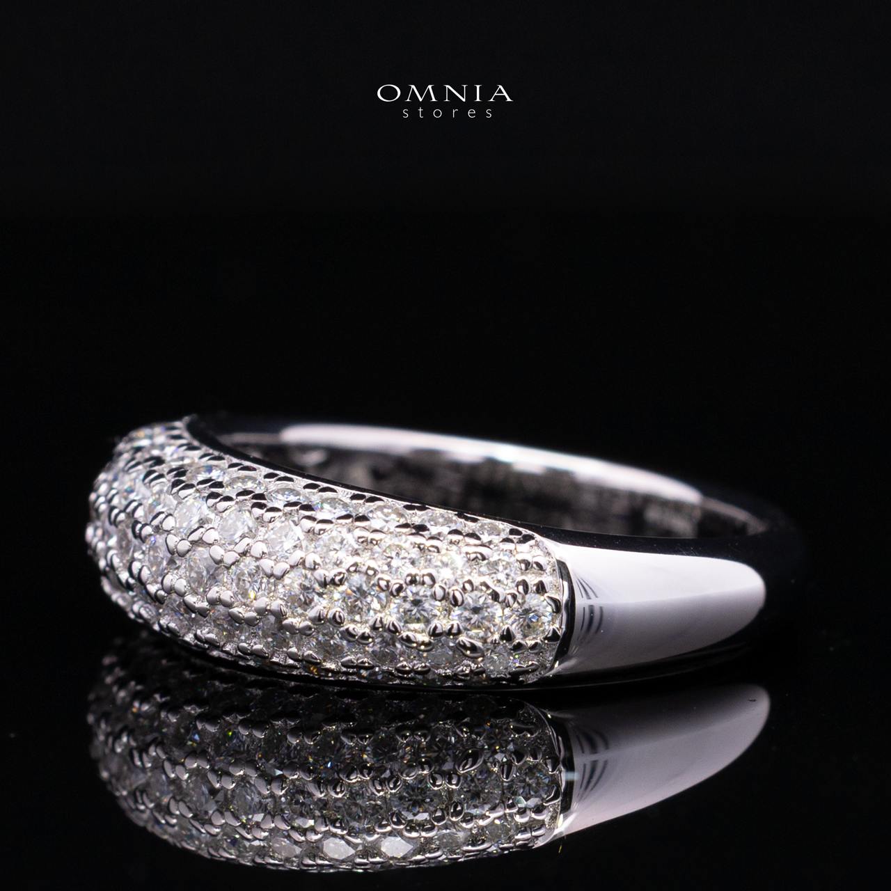Emery White Moissanite Pavé Dome Band Ring – Rhodium-Plated 925 Sterling Silver - Image 2