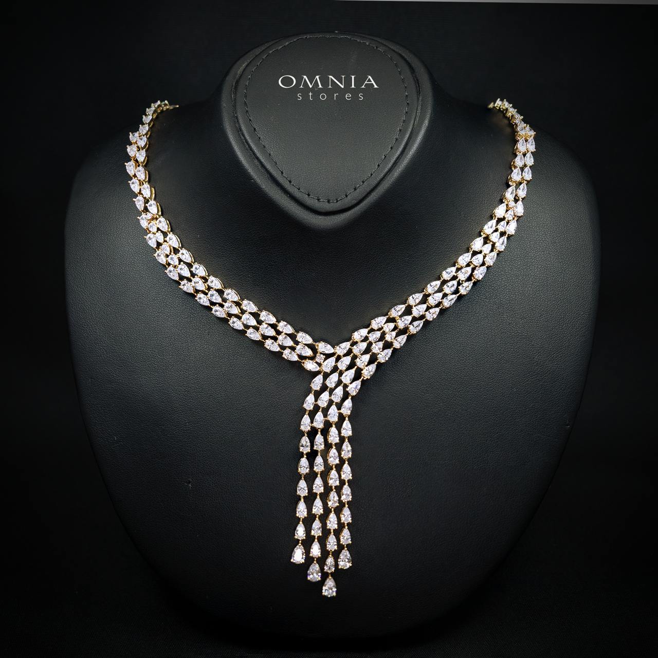 Michelle Gold Bridal Full Set Accessories in High Quality Zircon Stone in Rhodium Plated - Image 2