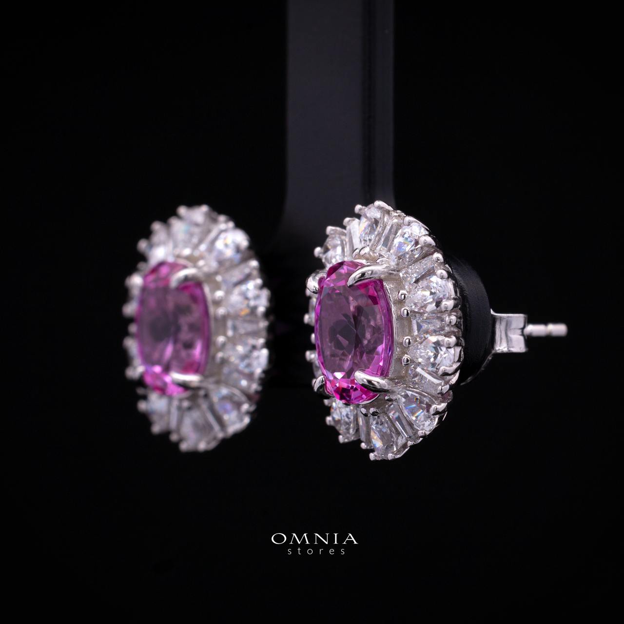 Kaitlynn Lab-Grown Pink Earrings with GRC Certificate, Oval 7×9mm in 925 Sterling Silver - Image 2