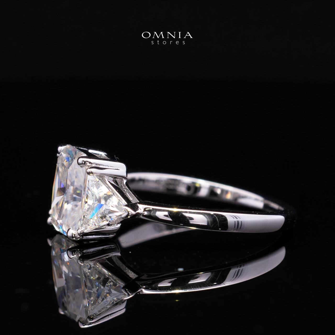 Latimah White Moissanite Ring with GRA Certificate Radiant 6x8mm (2ct) Simulated Diamond 925 Sterling Silver - Image 2