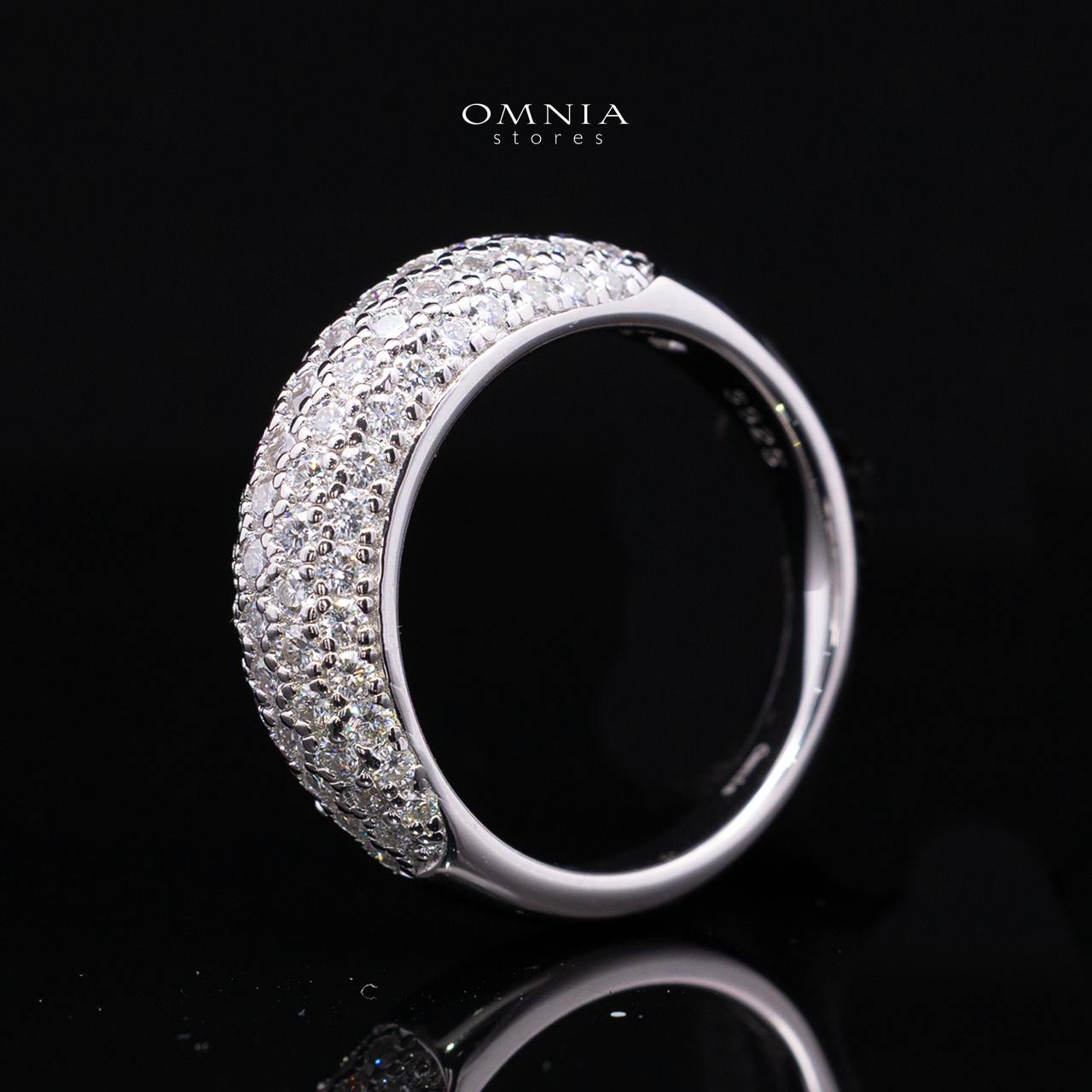 Emery White Moissanite Pavé Dome Band Ring – Rhodium-Plated 925 Sterling Silver - Image 4