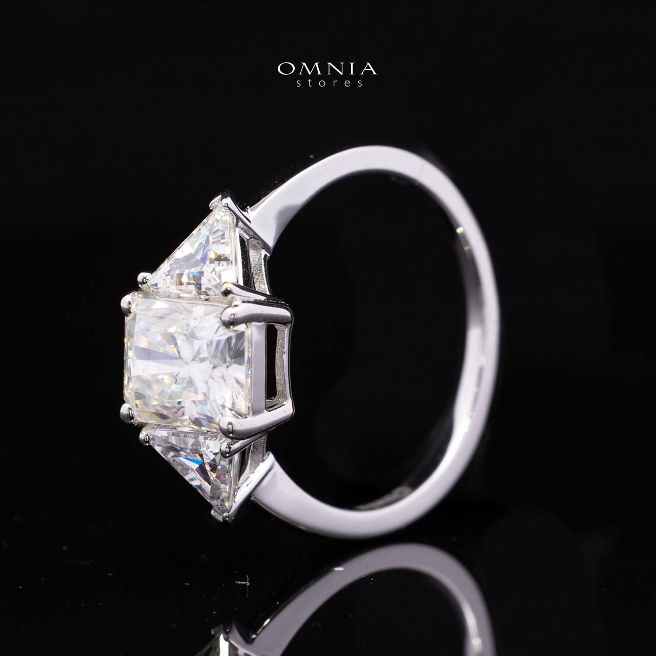 Latimah White Moissanite Ring with GRA Certificate Radiant 6x8mm (2ct) Simulated Diamond 925 Sterling Silver - Image 4