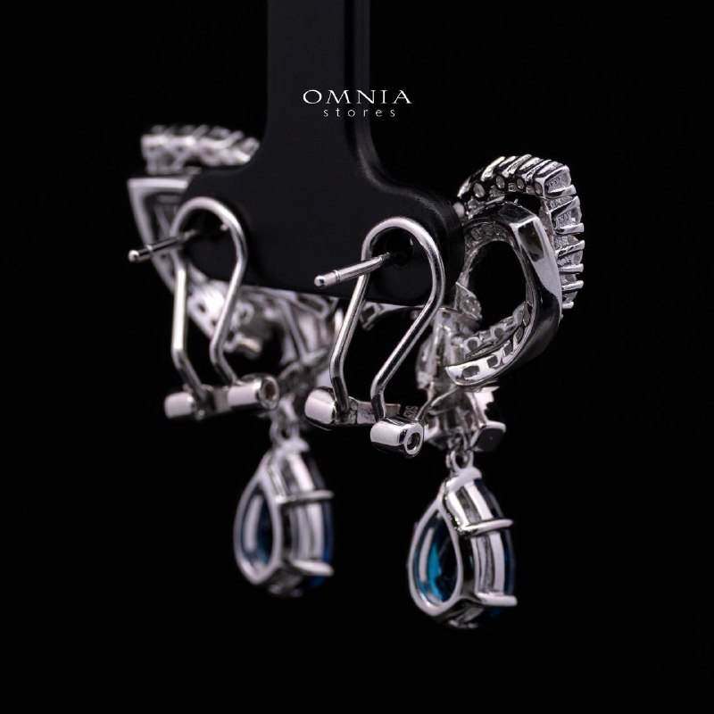 Mary Winged Blue Drop Earrings: High-Quality Premium Simulated Diamond in 925 Silver - Image 3