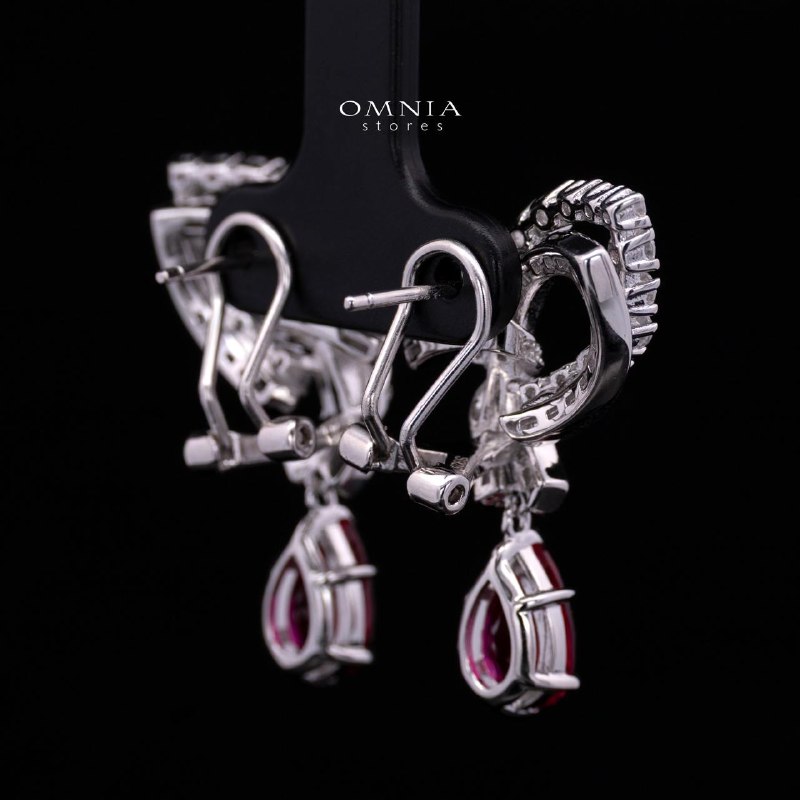Mary Winged Red Drop Earrings: High-Quality Premium Simulated Diamond in 925 Silver - Image 3