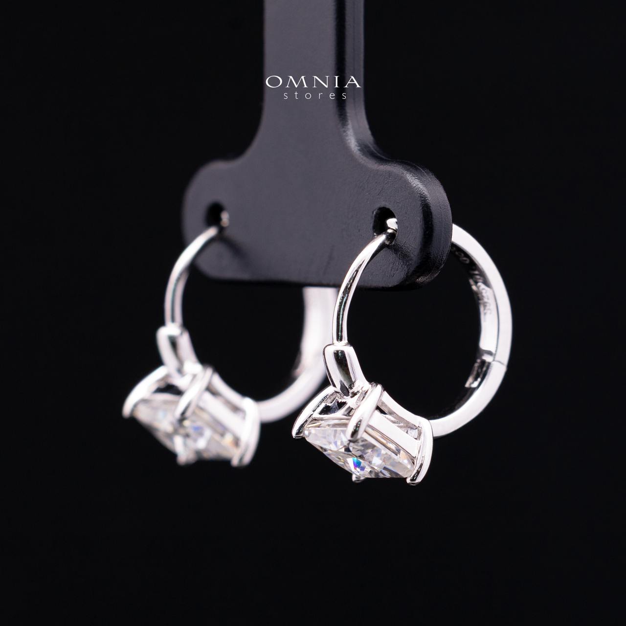 Luciana White Moissanite Earrings with GRA Certificate, Square 5.5mm, in 925 Sterling Silver - Image 2