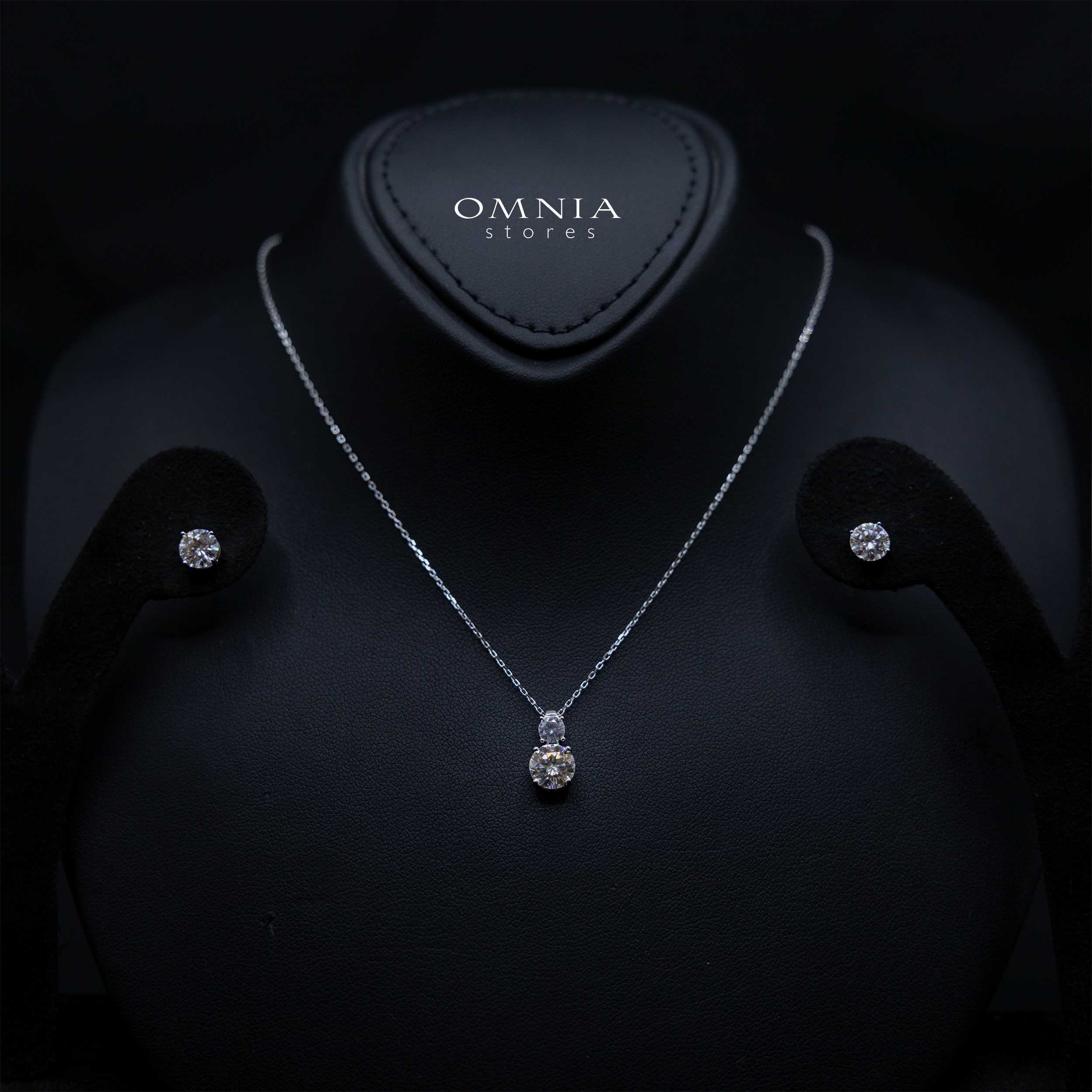 Joslyn White Moissanite Necklace and Earring Set in 925 Sterling Silver