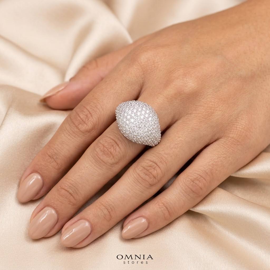 Galla White Moissanite Signature Cluster Dome Ring – Rhodium-Plated 925 Silver - Image 5