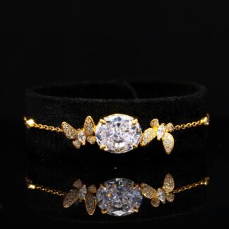 Maysun White Gold-Plated Bracelet in 925 Silver with Premium Simulated Diamonds