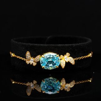 Maysun Baby Blue Gold-Plated Bracelet in 925 Silver with Premium Simulated Diamonds