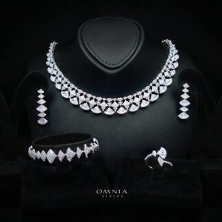 Omnia Keti Luxury Bridal White Full Set In High Quality Zircon Stone Rhodium Plated