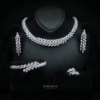 Omnia Zayn Luxury Bridal White Full Set In High Quality Zircon Stone Rhodium Plated