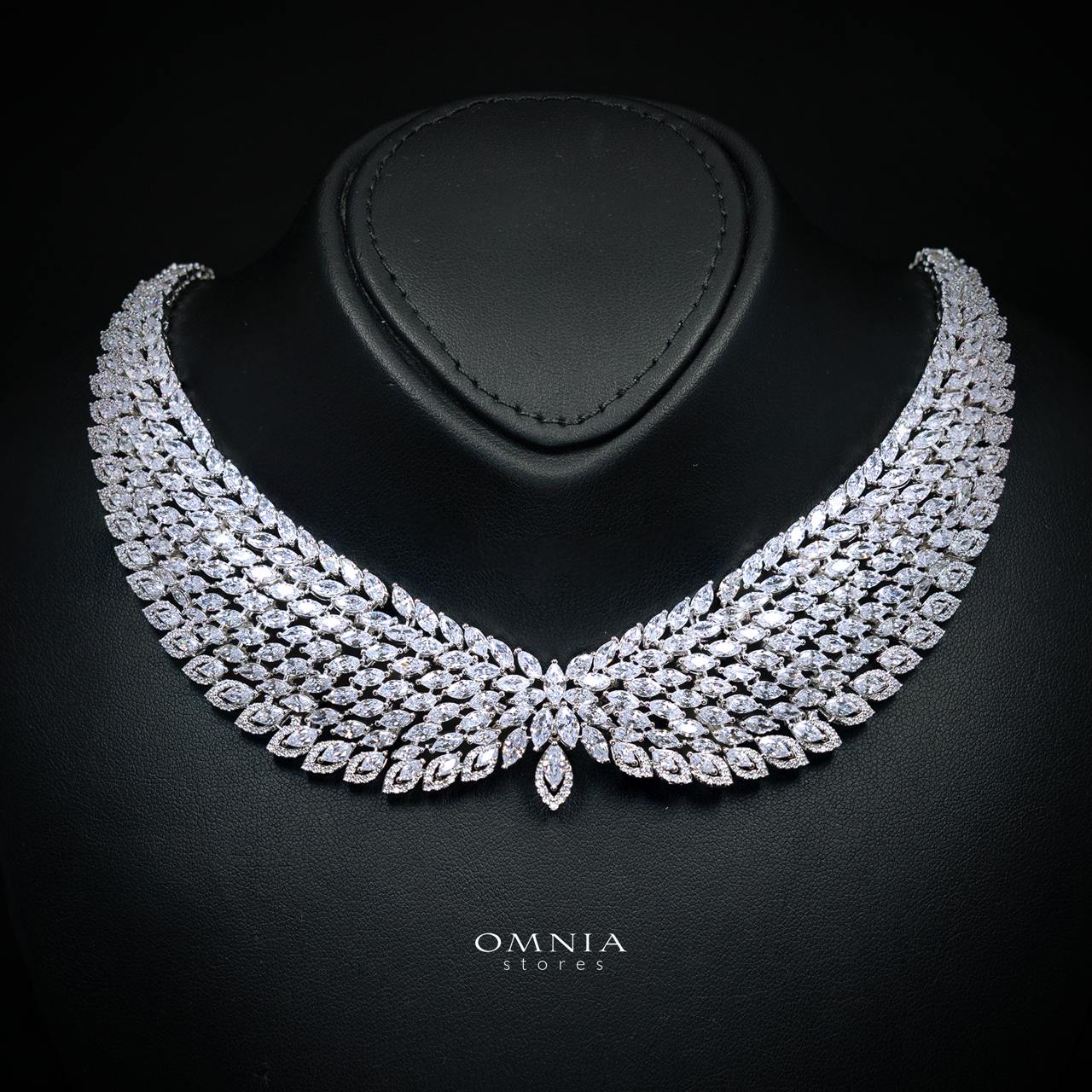 Omnia Safe Luxury Bridal White Full Set In High Quality Zircon Stone Rhodium Plated - Image 2