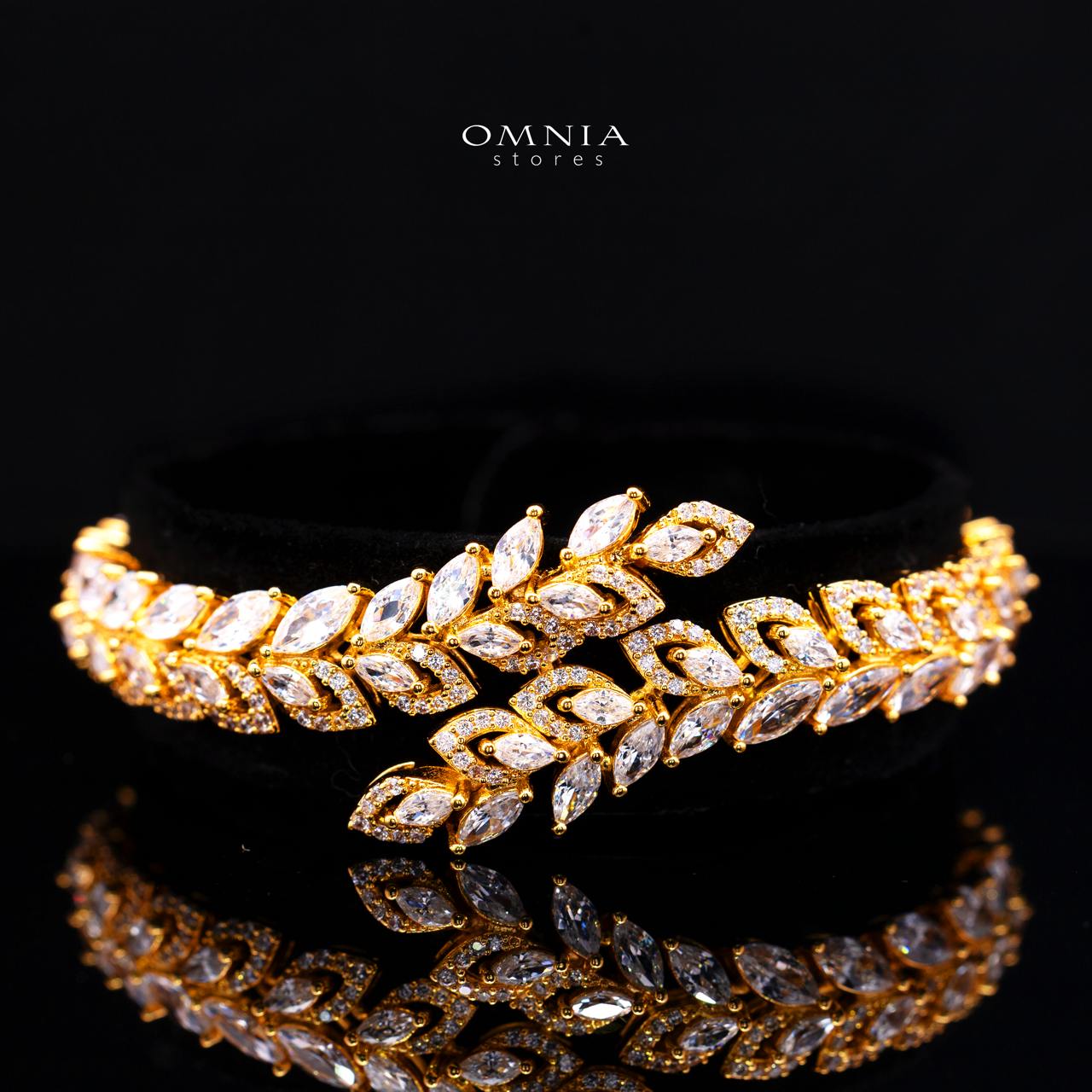 Omnia Safe Luxury Gold Bridal Full Set in High Quality Zircon Stone Rhodium Plated - Image 3