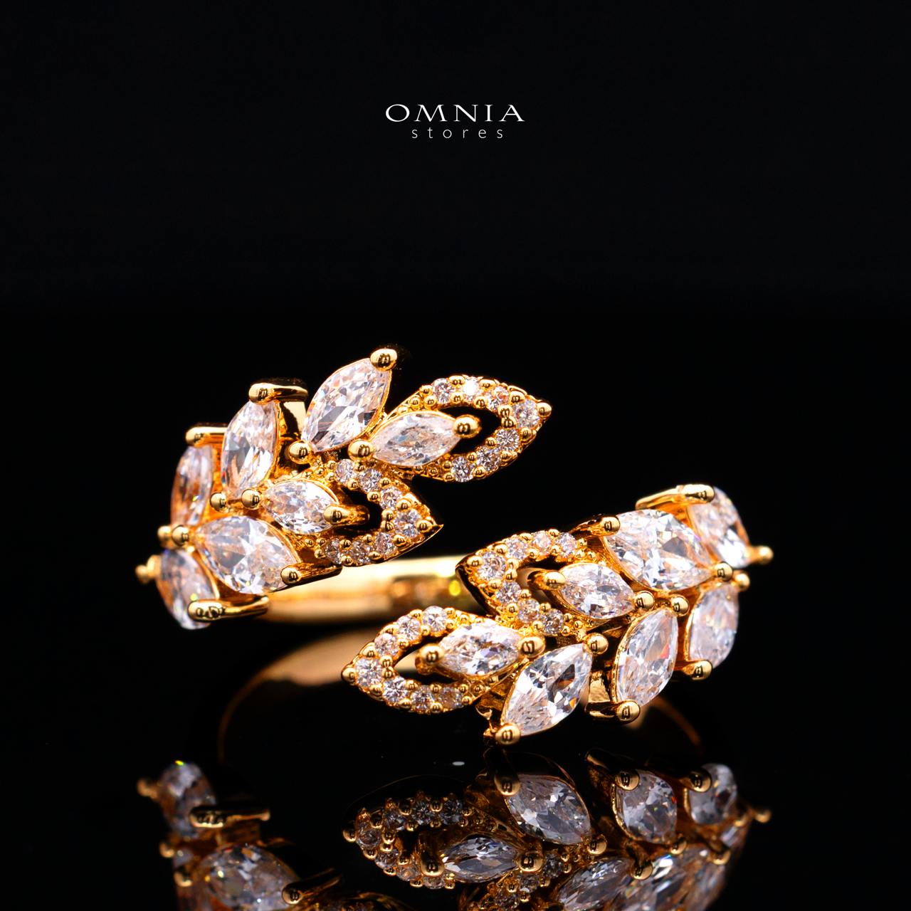 Omnia Safe Luxury Gold Bridal Full Set in High Quality Zircon Stone Rhodium Plated - Image 4