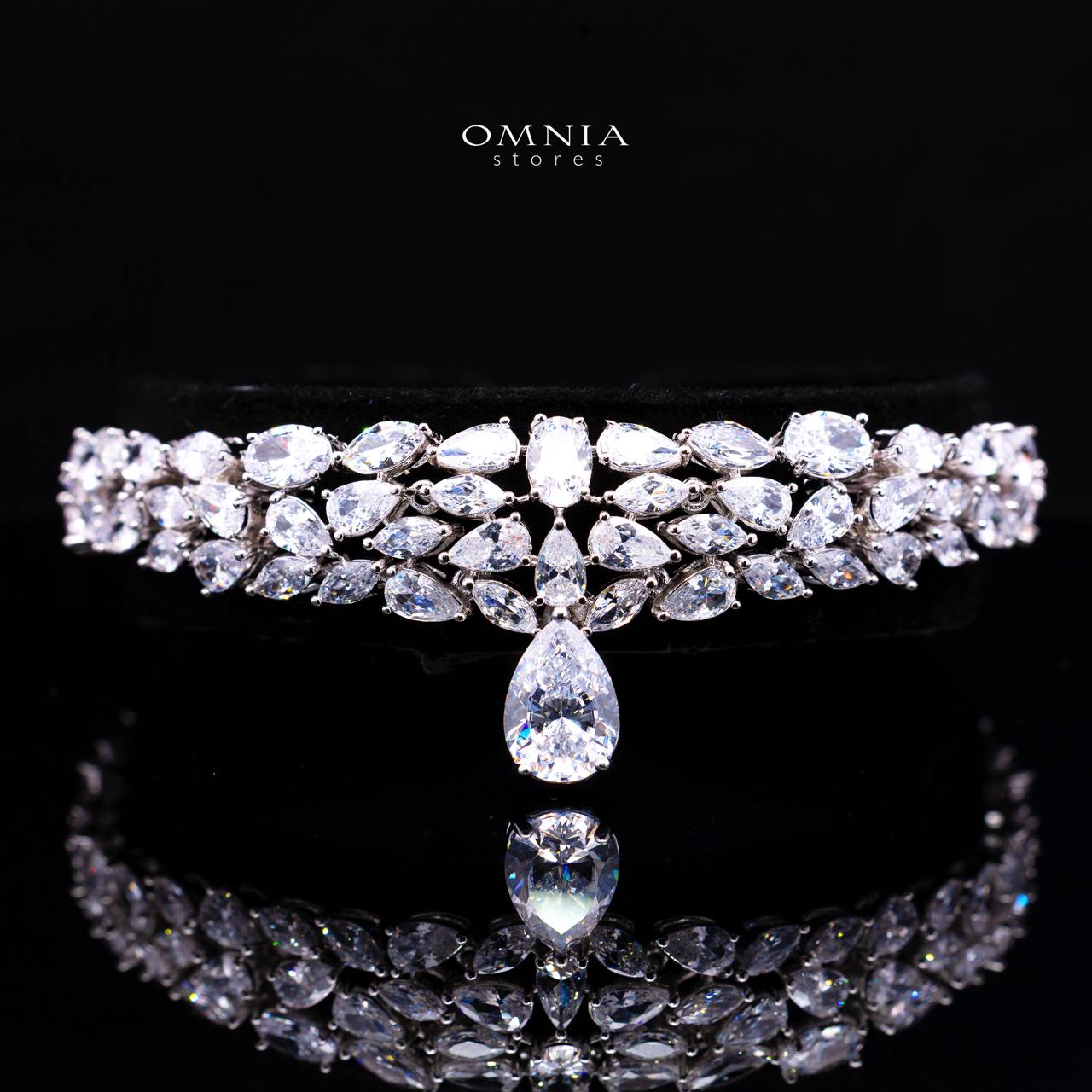 Omnia Nuray Luxury Bridal Full Set Accessories in High Quality Zircon Stone in Rhodium Plated - Image 6