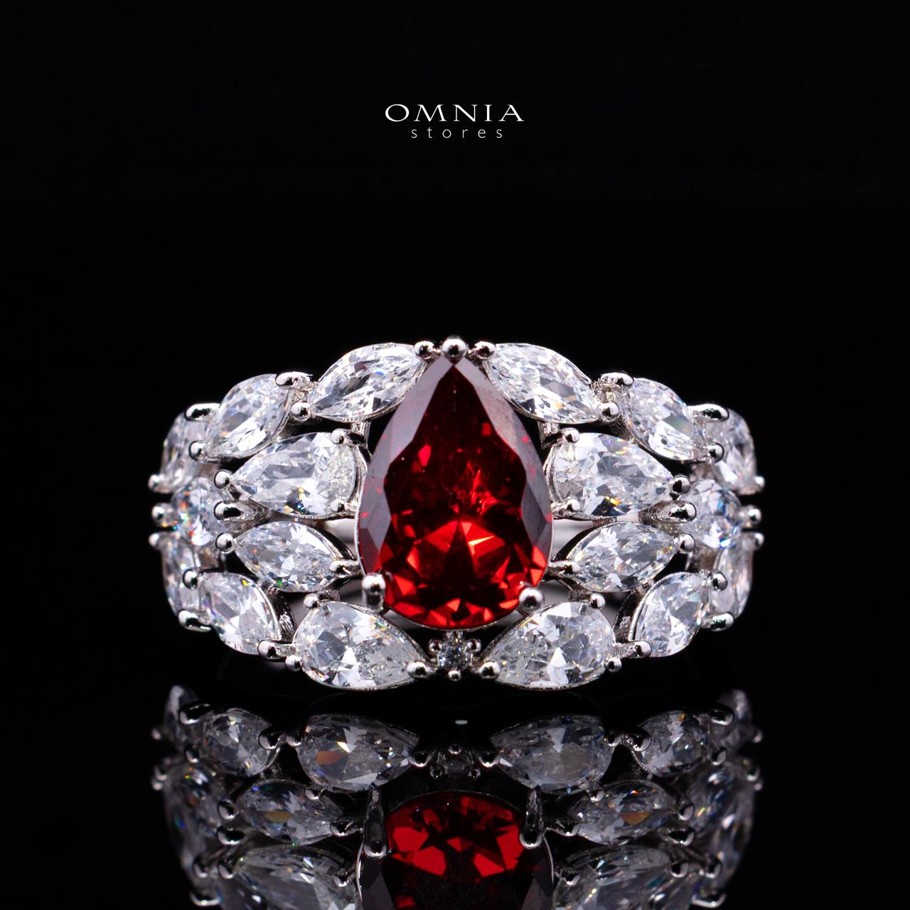 Omnia Nuray Red Luxury Bridal Full Set Accessories in High Quality Zircon Stone in Rhodium Plated - Image 5