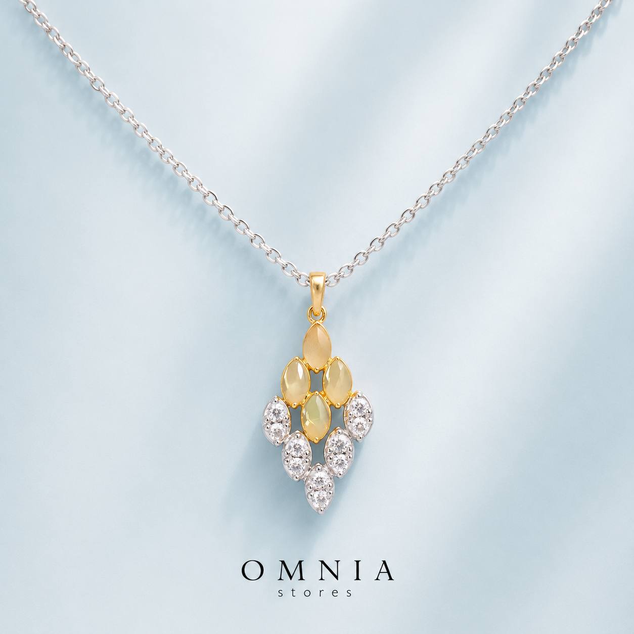 Farra Gold Pendant Necklace With High Quality Simulated Diamonds in 925 Silver - Image 2