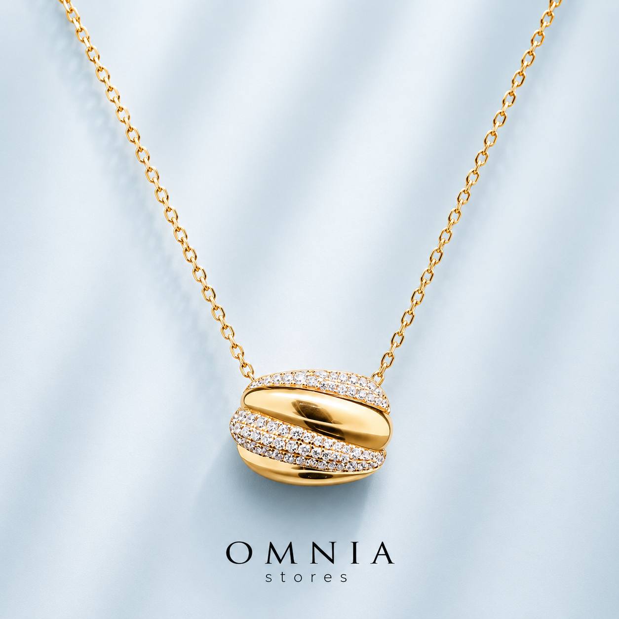 Omnia Elira Golden Necklace in 925 Silver with High-Quality White Simulated Diamonds - Image 2