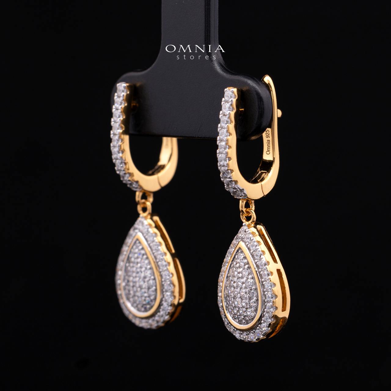 Gwenette Gold-Plated Drop Earring in 925 Silver with Premium Simulated Diamonds - Image 2