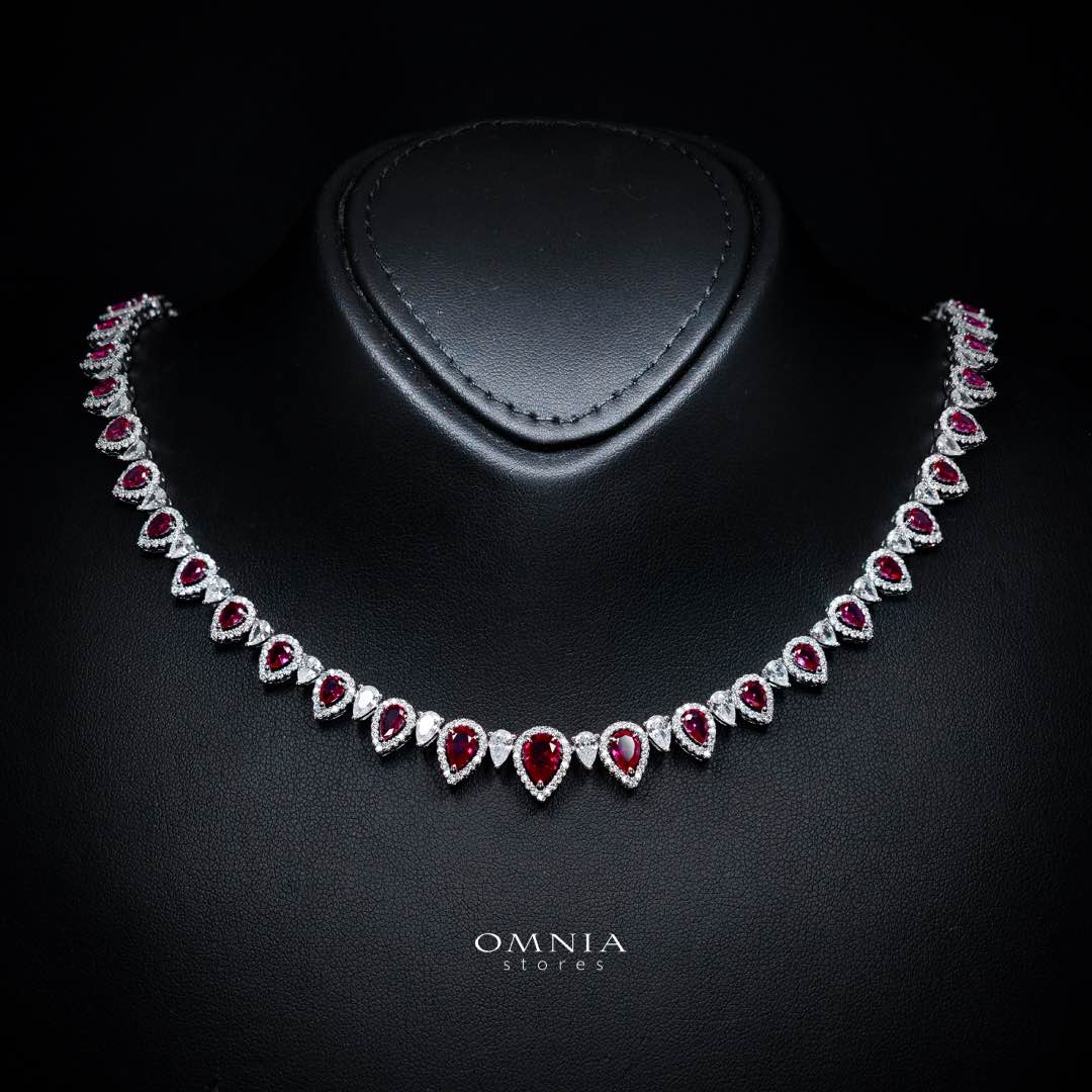 Sundus Red Bridal Full Set – Premium Rhodium Plated with High-Quality Zircon Stones - Image 2