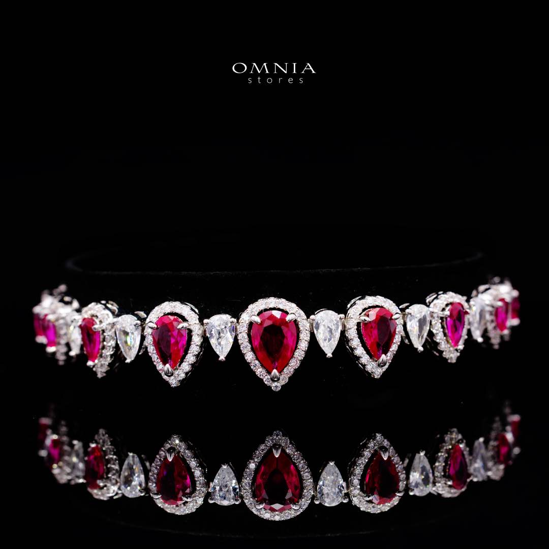 Sundus Red Bridal Full Set – Premium Rhodium Plated with High-Quality Zircon Stones - Image 3