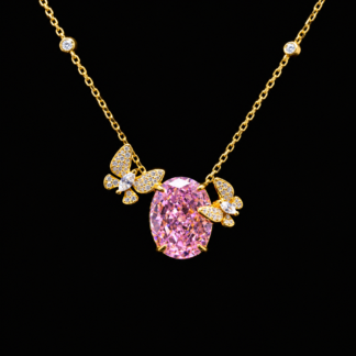 Maysun Pink Gold-Plated Necklace in 925 Silver with Premium Simulated Diamonds