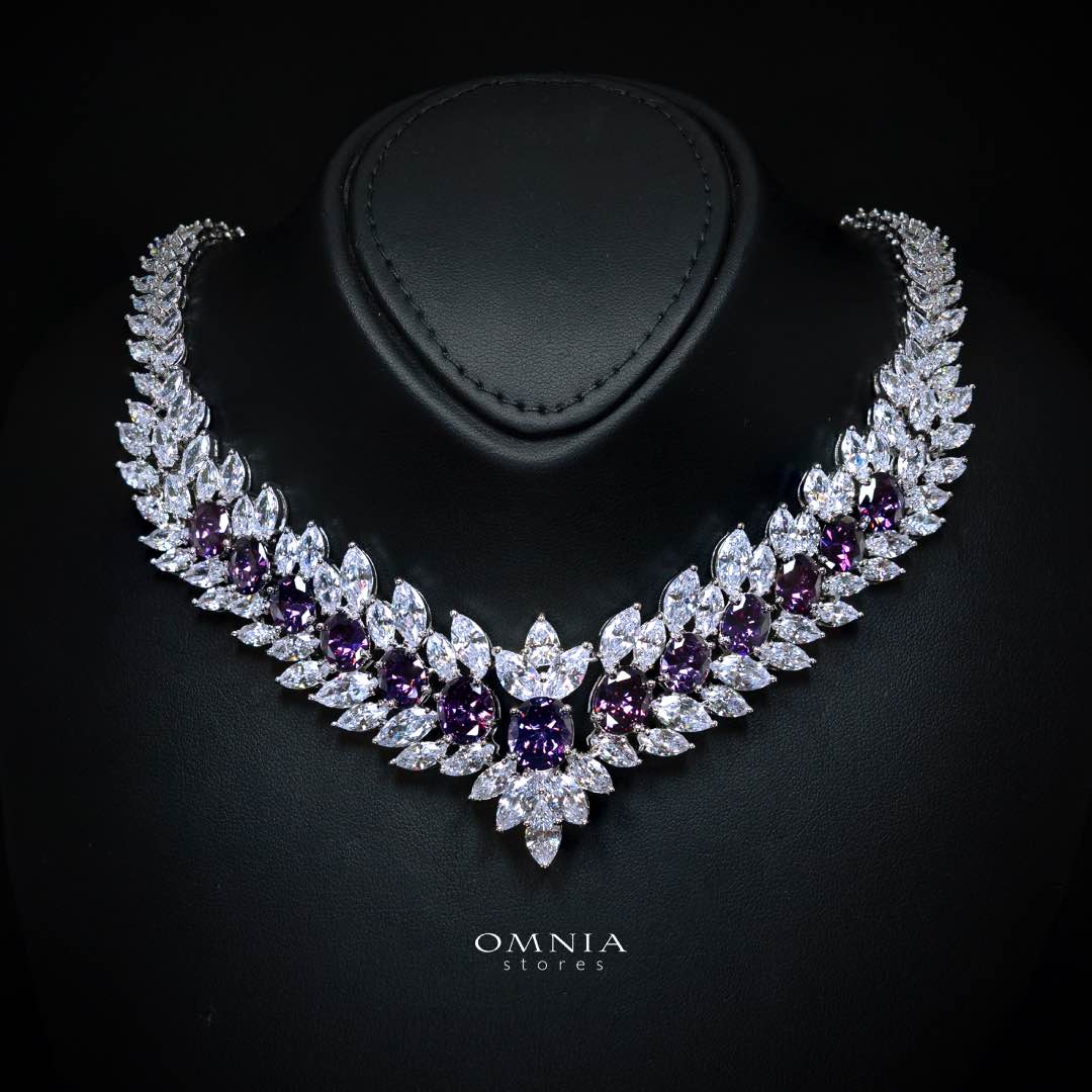Omnia Buthaina Purple Bridal Full Set High Quality Simulated Diamonds - Image 2