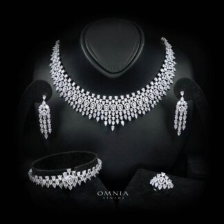 Alexa White Bridal Full Set – Premium Rhodium Plated with High-Quality Zircon Stones (16cm Bracelet and Size 7 ring, Only available in KSA)