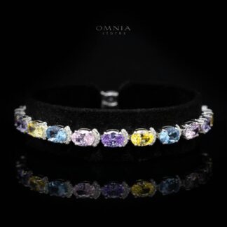 Angela Multicolor Bracelet in 925 Silver with Premium Simulated Diamonds