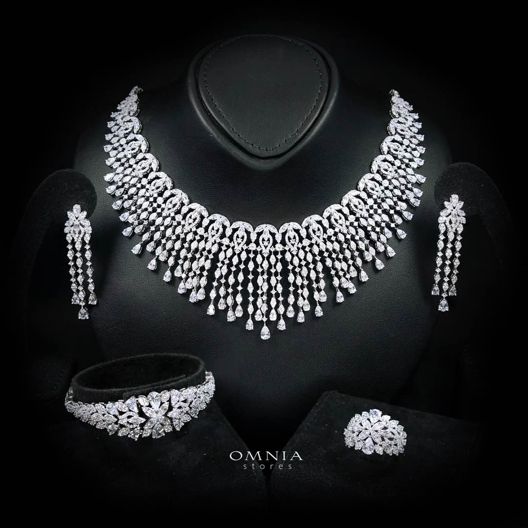 Cheryle White Bridal Full Set – Premium Rhodium Plated with High-Quality Zircon Stones