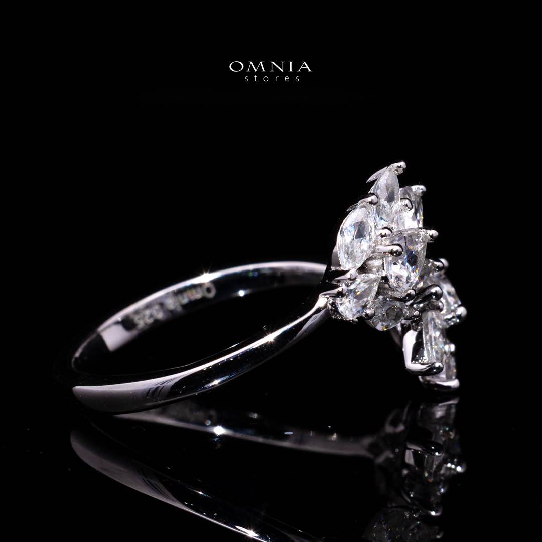 Lorraine White Leaf-Inspired Ring in 925 Silver with Premium Simulated Diamonds - Image 3
