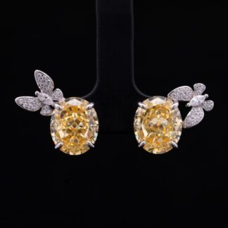 Omnia Maysun Yellow Earrings In 925 Silver High Quality Simulated Diamonds