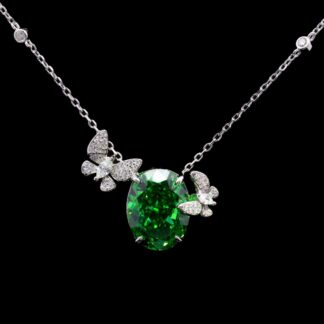 Omnia Maysun Necklace In 925 Silver High Quality Green Simulated Diamonds