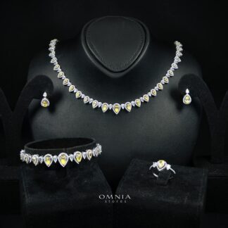 Sundus Yellow Bridal Full Set – Premium Rhodium Plated with High-Quality Zircon Stones