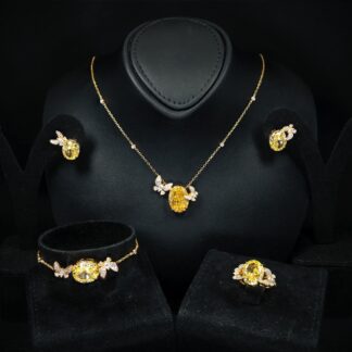 Omnia Maysun Yellow Gold Plated Full Set In 925 Silver High Quality Simulated Diamonds